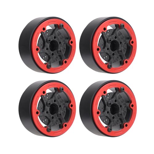 Jiawu RC-Car-Radnabe, Leichte Radnabe aus Aluminiumlegierung, RC-Zubehör, 4 Stück, 2,3 Zoll Durchmesser, 1,0 Zoll Dicke Zum Aufrüsten (Rot) von Jiawu