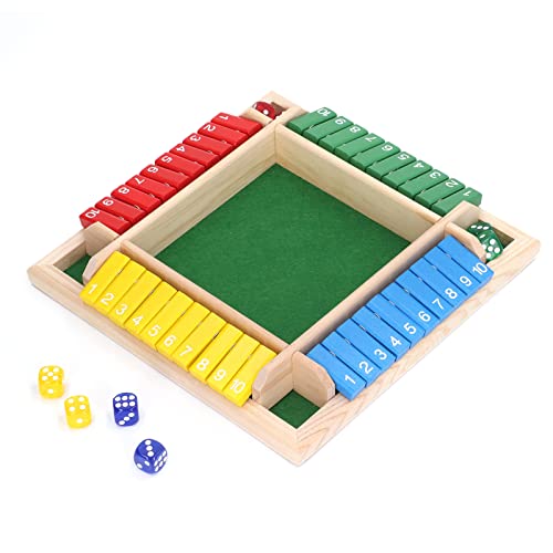Jiawu Shut Box Würfelspiel, Holzbrett-Tisch-mathhe-Spiel, Würfel-Brettspiel für Familien-Tisch-Mathe, 8 Würfel für 2–4 Spieler (#1) von Jiawu
