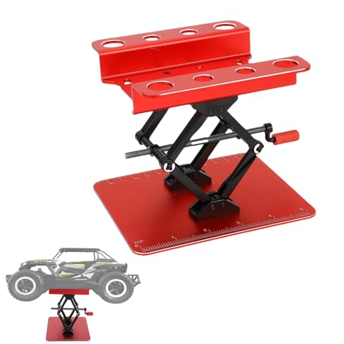 RC-Autoarbeitsstand, Reparaturwerkstation 360 Grad Rotation Auftrieb oder Niedrigere Legierungsunterstützung Erhöhung von Plattformen für 1/8 1/10 1/12 1/16 RC-Autokrawler, 6-14 Cm (Schwarz Rot) von Jiawu