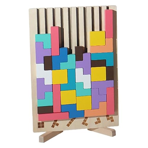 Jicyor Holzpuzzle Knobelspiele Kinder,Holzspielzeug Kinderspiele DASS 3D Interaktive Denkspiel für Kinder und Erwachsene mit 10 Challenge-Karten Verbessern Farbe Erkennung und Logik Fähigkeiten von Jicyor