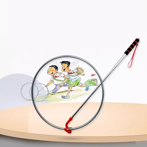 Jidanmian Outdoor-Rollreifen aus Eisen, Handschiebespielzeug, U-förmiger Metall-Schiebehaken, Rollreifen aus Eisen zur Verbesserung von Gleichgewicht und Koordination von Jidanmian