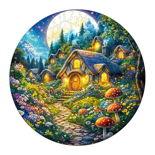 Jigfoxy Holzpuzzle für Erwachsene, Feenhaus-Puzzles für Erwachsene, einzigartige Tierform, Holzschnitt-Puzzles, Weihnachtsgeschenke, Erntedankgeschenke für Freunde und Familie (L-34 x 34 cm, 300 Stück von Jigfoxy