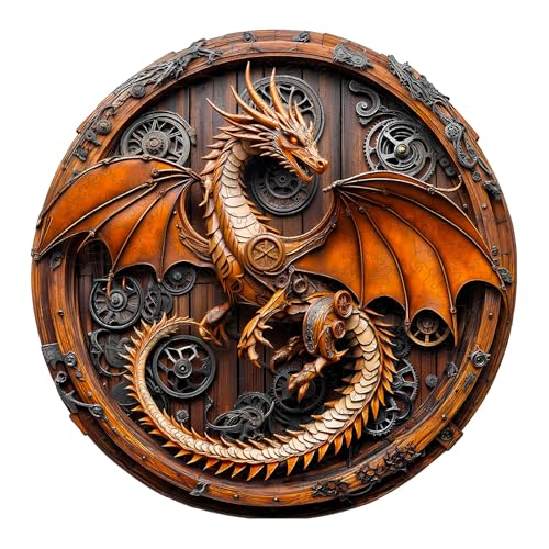 Jigfoxy Holzpuzzle für Erwachsene, mechanischer Drachen-Holzpuzzle für Erwachsene, einzigartige Tierform, Holzschnitt-Puzzles für Familie, Freunde, Puzzle-Liebhaber (L-34 x 33,8 cm, 300 Stück) von Jigfoxy