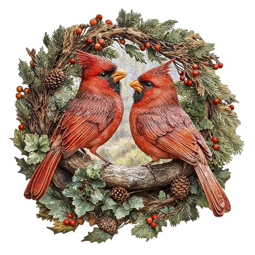 Jigfoxy Holzpuzzle für Erwachsene, zwei Kardinäle, Puzzles für Erwachsene, einzigartige Tierform, Holzschnitt-Puzzles, Weihnachtsgeschenke, Thanksgiving-Geschenke für Freunde, Familie (L-34 x 33,8 cm Jigfoxy Holzpuzzle für Erwachsene, zwei Kardinäle, Puzzles für Erwachsene, einzigartige Tierform, Holzschnitt-Puzzles, Weihnachtsgeschenke, Thanksgiving-Geschenke für Freunde, Familie (L-34 x 33,8 cm von Jigfoxy
