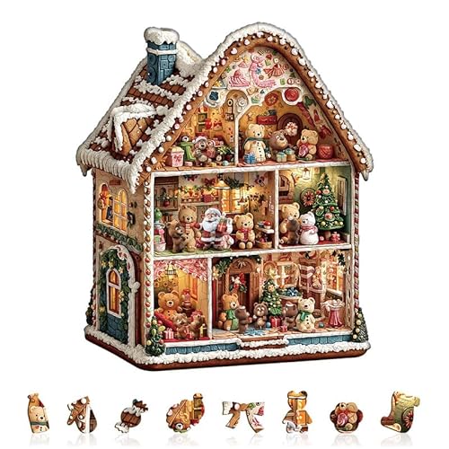 Jigfoxy Holzpuzzles für Erwachsene, 235-teiliges Bären-Weihnachtshaus-Puzzle, einzigartiges tierförmiges Puzzle für Erwachsene und Jugendliche, kreatives Geschenk mit Premium-Holzbox, 34 x 29,2 cm Jigfoxy Holzpuzzles für Erwachsene, 235-teiliges Bären-Weihnachtshaus-Puzzle, einzigartiges tierförmiges Puzzle für Erwachsene und Jugendliche, kreatives Geschenk mit Premium-Holzbox, 34 x 29,2 cm von Jigfoxy