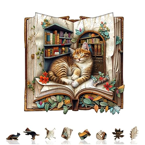 Jigfoxy Holzpuzzles für Erwachsene, 270 Teile Katze im Buch, einzigartiges Tierförmiges Puzzle für Erwachsene und Jugendliche, kreatives Geschenk mit Premium-Holzbox, 32 x 31,5 cm Jigfoxy Holzpuzzles für Erwachsene, 270 Teile Katze im Buch, einzigartiges Tierförmiges Puzzle für Erwachsene und Jugendliche, kreatives Geschenk mit Premium-Holzbox, 32 x 31,5 cm von Jigfoxy