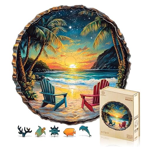 Jigfoxy Holzpuzzles für Erwachsene, 295-teiliges Sonnenuntergang-Strand-Puzzle, einzigartiges tierförmiges Puzzle für Erwachsene und Jugendliche, kreatives Geschenk mit Premium-Holzbox, 34 x 33,8 cm Jigfoxy Holzpuzzles für Erwachsene, 295-teiliges Sonnenuntergang-Strand-Puzzle, einzigartiges tierförmiges Puzzle für Erwachsene und Jugendliche, kreatives Geschenk mit Premium-Holzbox, 34 x 33,8 cm von Jigfoxy
