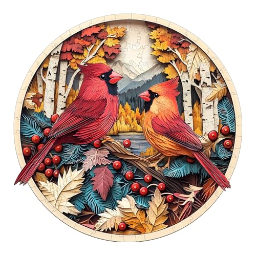 Jigfoxy Holzpuzzles für Erwachsene, Herbstkardinal-Holzpuzzles für Erwachsene, einzigartige Tierform, Holzpuzzle für Erwachsene, Geburtstagsgeschenke für Puzzle-Liebhaber, Familie, Freund (M-29 x 29 Jigfoxy Holzpuzzles für Erwachsene, Herbstkardinal-Holzpuzzles für Erwachsene, einzigartige Tierform, Holzpuzzle für Erwachsene, Geburtstagsgeschenke für Puzzle-Liebhaber, Familie, Freund (M-29 x 29 von Jigfoxy