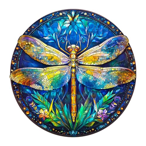 Jigfoxy Holzpuzzles für Erwachsene, Retro-Libellen-Holzpuzzles für Erwachsene, einzigartige Tierform, Holzpuzzle für Erwachsene, Geburtstagsgeschenke für Puzzle-Liebhaber, Familie, Freund (L-34 x 34 Jigfoxy Holzpuzzles für Erwachsene, Retro-Libellen-Holzpuzzles für Erwachsene, einzigartige Tierform, Holzpuzzle für Erwachsene, Geburtstagsgeschenke für Puzzle-Liebhaber, Familie, Freund (L-34 x 34 von Jigfoxy