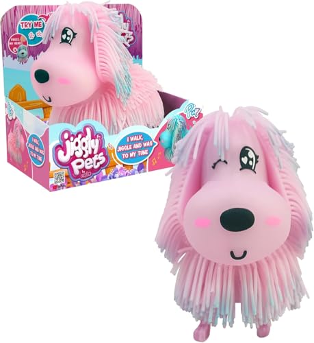 Jiggly Pets - Rosa Puppy, gehender Hund, Tanzt, bewegt Sich im Musikrhythmus, einschließlich Gesichtsausdrücke, Soundeffekte, weiches Haar, elastisches Haar, Kinder ab 4 Jahren +, berühmt (JGG03100) von Jiggly Pets
