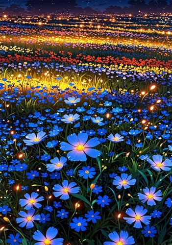 Puzzle 100 Teile, Blaue Blumen Puzzle für Erwachsene 40 x 28 cm Herausforderndes Rätsel Puzzlespiele für Die Ganze Familie Geschenke für Frauen Männer Puzzles 100 von Jiian