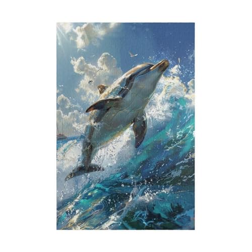 Puzzle 100 Teile, Delphinwellen Puzzle für Erwachsene 40 x 28 cm Herausforderndes Rätsel Puzzlespiele für Die Ganze Familie Geschenke für Frauen Männer Puzzles 100 von Jiian