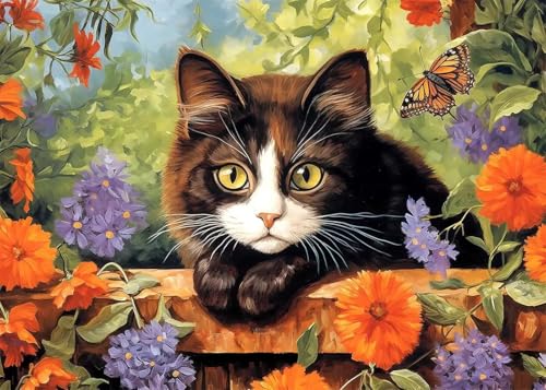 Puzzle 100 Teile, Katzenblumen Puzzle für Erwachsene 40 x 28 cm Herausforderndes Rätsel Puzzlespiele für Die Ganze Familie Geschenke für Frauen Männer Puzzles 100 von Jiian