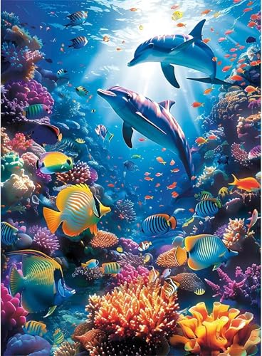 Puzzle 100 Teile, Ozeandelfin Puzzle für Erwachsene 40 x 28 cm Herausforderndes Rätsel Puzzlespiele für Die Ganze Familie Geschenke für Frauen Männer Puzzles 100 von Jiian