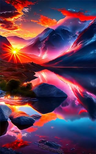 Puzzle 100 Teile, Sonnenaufgang Bergsee Puzzle für Erwachsene 40 x 28 cm Herausforderndes Rätsel Puzzlespiele für Die Ganze Familie Geschenke für Frauen Männer Puzzles 100 von Jiian