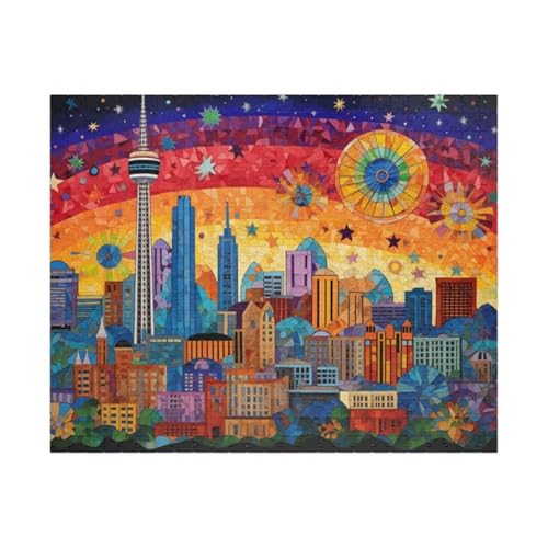 Puzzle 100 Teile, Stadt Puzzle für Erwachsene 40 x 28 cm Herausforderndes Rätsel Puzzlespiele für Die Ganze Familie Geschenke für Frauen Männer Puzzles 100 von Jiian