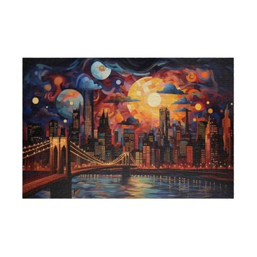 Puzzle 100 Teile, Stadtbrücke Puzzle für Erwachsene 40 x 28 cm Herausforderndes Rätsel Puzzlespiele für Die Ganze Familie Geschenke für Frauen Männer Puzzles 100 von Jiian