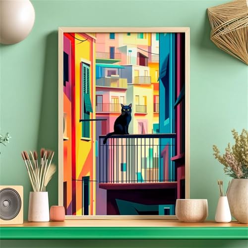 Puzzle 100 Teile, Stadtkatze Puzzle für Erwachsene 40 x 28 cm Herausforderndes Rätsel Puzzlespiele für Die Ganze Familie Geschenke für Frauen Männer Puzzles 100 von Jiian