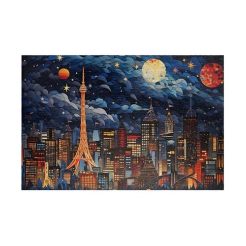 Puzzle 100 Teile, Sternenhimmelstadt Puzzle für Erwachsene 40 x 28 cm Herausforderndes Rätsel Puzzlespiele für Die Ganze Familie Geschenke für Frauen Männer Puzzles 100 von Jiian