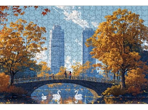 Puzzle 100 Teile Erwachsene Brücke Fluss Tiere 40 x 28 cm, Pädagogisches Spiel, Kreative Unterhaltung, Spaß, Klassisches Puzzle für Erwachsene Puzzle 100 von Jiian