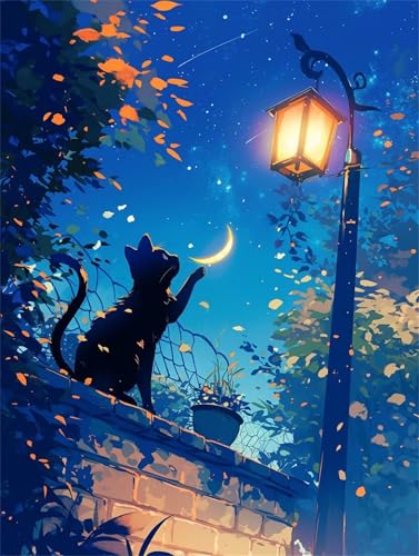 Puzzle 100 Teile Erwachsene Mond Tier Katze 40 x 28 cm, Pädagogisches Spiel, Kreative Unterhaltung, Spaß, Klassisches Puzzle für Erwachsene Puzzle 100 von Jiian