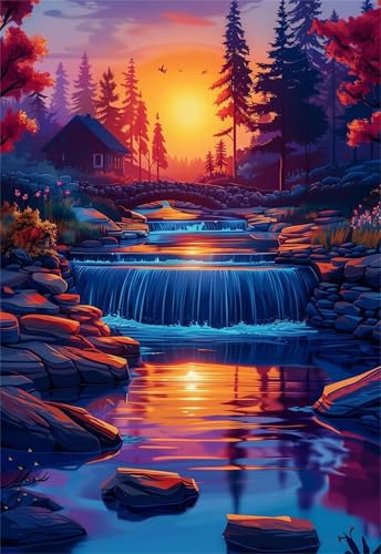 Puzzle 1000 Teile für Erwachsene Flusslandschaft Impossible Game Pädagogisches Spiel Herausforderndes Rätsel 1000 Teile Puzzles 75 x 50 cm von Jiian