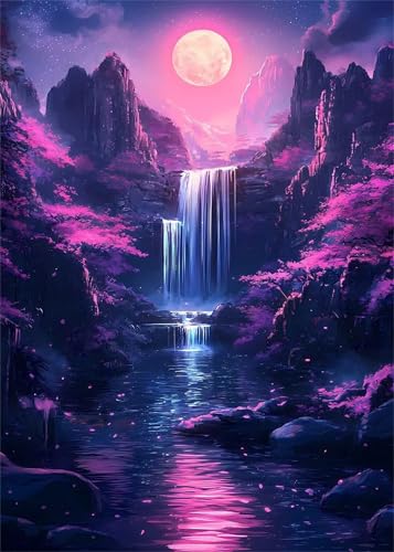 Puzzle 1000 Teile für Erwachsene Mond Wasserfall Fluss Impossible Game Pädagogisches Spiel Herausforderndes Rätsel 1000 Teile Puzzles 75 x 50 cm Puzzle 1000 Teile für Erwachsene Mond Wasserfall Fluss Impossible Game Pädagogisches Spiel Herausforderndes Rätsel 1000 Teile Puzzles 75 x 50 cm von Jiian