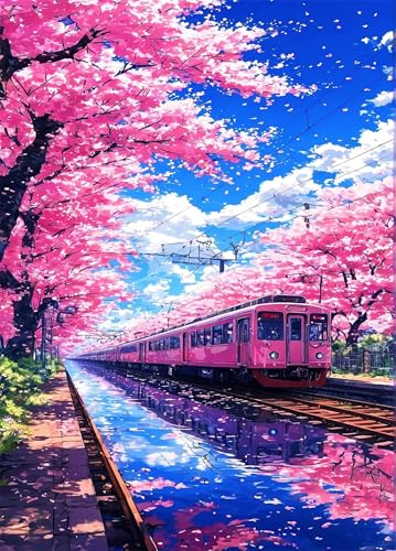Puzzle 120 Teile für Erwachsene Rosa Blumenzug Impossible Game Pädagogisches Spiel Herausforderndes Rätsel 120 Teile Puzzles 25 x 20 cm von Jiian
