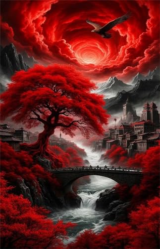 Puzzle 120 Teile für Erwachsene Roter Himmelsbaum Impossible Game Pädagogisches Spiel Herausforderndes Rätsel 120 Teile Puzzles 25 x 20 cm von Jiian
