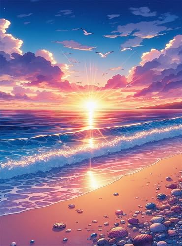 Puzzle 120 Teile für Erwachsene Sonnenaufgang Wellen Strand Impossible Game Pädagogisches Spiel Herausforderndes Rätsel 120 Teile Puzzles 25 x 20 cm von Jiian