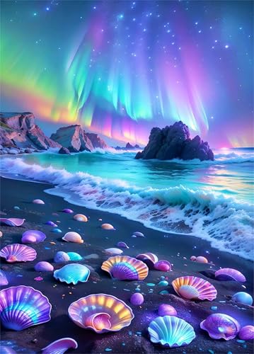 Puzzle 1200 Teile, Aurora Wellenmuschel Puzzle für Erwachsene 75 x 50 cm Herausforderndes Rätsel Puzzlespiele für Die Ganze Familie Geschenke für Frauen Männer Puzzles 1200 von Jiian