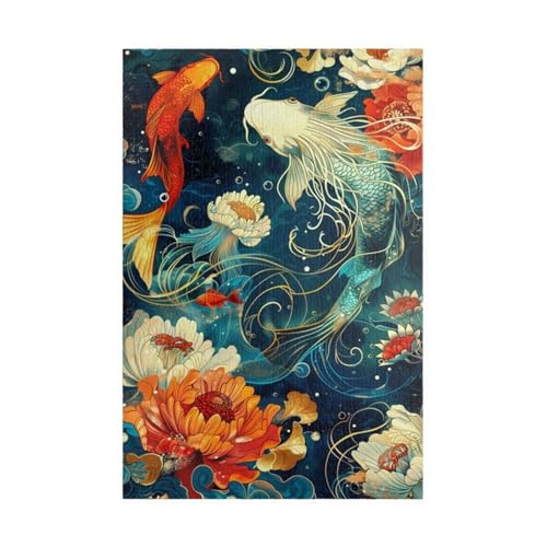 Puzzle 1200 Teile, Blumen Koi Puzzle für Erwachsene 75 x 50 cm Herausforderndes Rätsel Puzzlespiele für Die Ganze Familie Geschenke für Frauen Männer Puzzles 1200 von Jiian