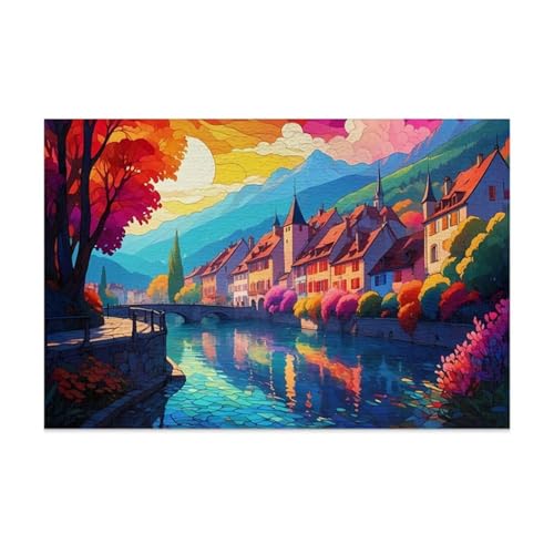 Puzzle 1200 Teile, Cartoon Landschaft Puzzle für Erwachsene 75 x 50 cm Herausforderndes Rätsel Puzzlespiele für Die Ganze Familie Geschenke für Frauen Männer Puzzles 1200 von Jiian