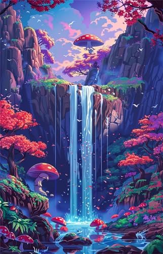 Puzzle 1200 Teile, Wasserfall Cartoon Puzzle für Erwachsene 75 x 50 cm Herausforderndes Rätsel Puzzlespiele für Die Ganze Familie Geschenke für Frauen Männer Puzzles 1200 von Jiian