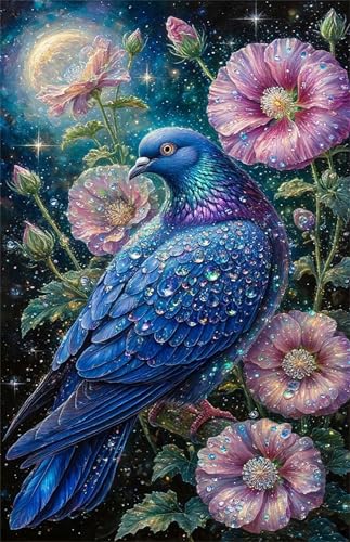 Puzzle 1314 Teile für Erwachsene Mond Blumen Vögel Impossible Game Pädagogisches Spiel Herausforderndes Rätsel 1314 Teile Puzzles 75 x 50 cm von Jiian