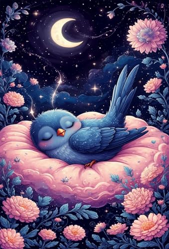 Puzzle 1314 Teile für Erwachsene Mondblumenvögel Impossible Game Pädagogisches Spiel Herausforderndes Rätsel 1314 Teile Puzzles 75 x 50 cm von Jiian