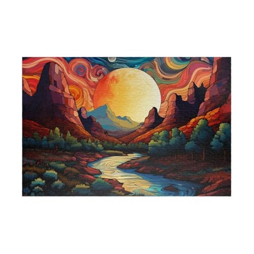 Puzzle 150 Teile, Mond Berg Fluss Puzzle für Erwachsene 35 x 25 cm Herausforderndes Rätsel Puzzlespiele für Die Ganze Familie Geschenke für Frauen Männer Puzzles 150 von Jiian