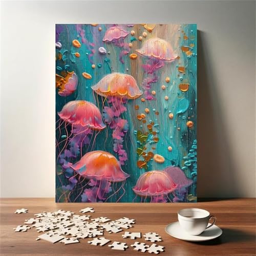 Puzzle 150 Teile, Rosa Qualle Puzzle für Erwachsene 35 x 25 cm Herausforderndes Rätsel Puzzlespiele für Die Ganze Familie Geschenke für Frauen Männer Puzzles 150 von Jiian