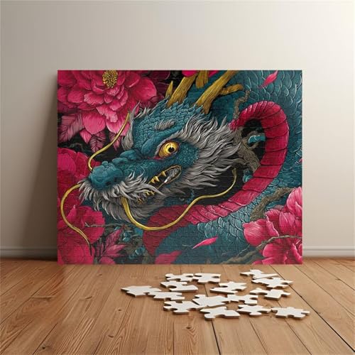 Puzzle 1500 Teile, Blumen Drache Puzzle für Erwachsene 87 x 57 cm Herausforderndes Rätsel Puzzlespiele für Die Ganze Familie Geschenke für Frauen Männer Puzzles 1500 von Jiian