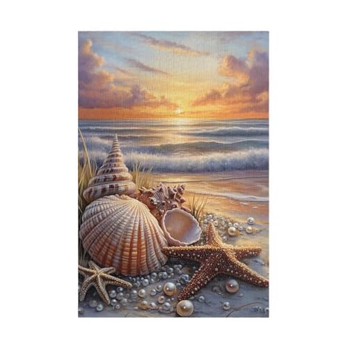 Puzzle 1500 Teile, Muschel Seestern Puzzle für Erwachsene 87 x 57 cm Herausforderndes Rätsel Puzzlespiele für Die Ganze Familie Geschenke für Frauen Männer Puzzles 1500 von Jiian