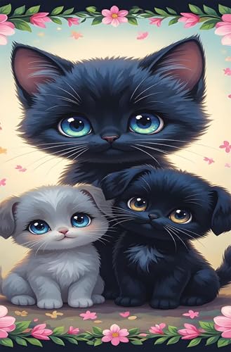 Puzzle 200 Teile für Erwachsene Tier Katze Blumen Impossible Game Pädagogisches Spiel Herausforderndes Rätsel 200 Teile Puzzles 35 x 25 cm von Jiian