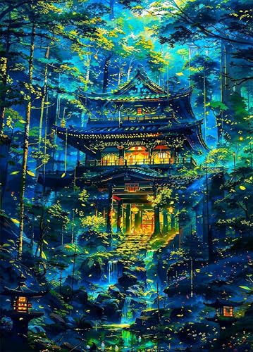 Puzzle 2000 Teile für Erwachsene Baum Wasserfall Turm Impossible Game Pädagogisches Spiel Herausforderndes Rätsel 2000 Teile Puzzles 100 x 70 cm von Jiian