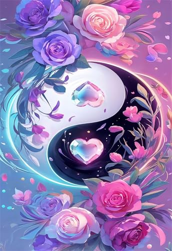 Puzzle 2000 Teile für Erwachsene Blume Yin Yang Impossible Game Pädagogisches Spiel Herausforderndes Rätsel 2000 Teile Puzzles 100 x 70 cm von Jiian