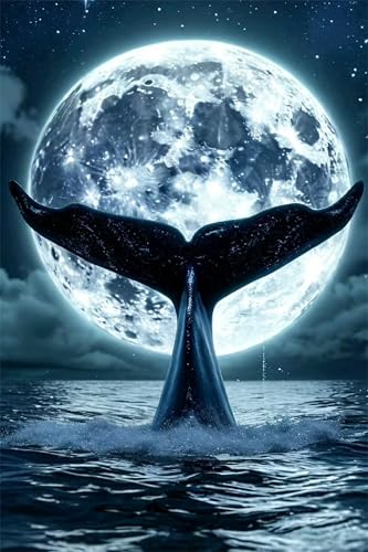 Puzzle 2000 Teile für Erwachsene Mond Wal Ozean Impossible Game Pädagogisches Spiel Herausforderndes Rätsel 2000 Teile Puzzles 100 x 70 cm von Jiian