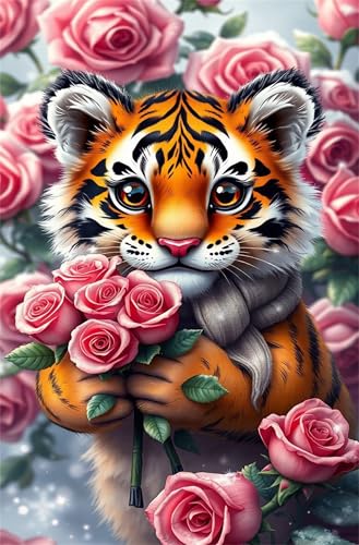 Puzzle 2000 Teile für Erwachsene Pink Rose Tiger Impossible Game Pädagogisches Spiel Herausforderndes Rätsel 2000 Teile Puzzles 100 x 70 cm von Jiian