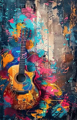 Puzzle 300 Teile, Graffiti Gitarre Puzzle für Erwachsene 38 x 26 cm Herausforderndes Rätsel Puzzlespiele für Die Ganze Familie Geschenke für Frauen Männer Puzzles 300 von Jiian