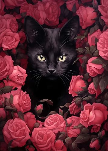 Puzzle 300 Teile Erwachsene Rosa Rosenkatze 38 x 26 cm, Pädagogisches Spiel, Kreative Unterhaltung, Spaß, Klassisches Puzzle für Erwachsene Puzzle 300 von Jiian