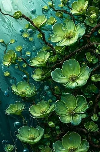 Puzzle 300 Teile für Erwachsene Grüne Blumen Impossible Game Pädagogisches Spiel Herausforderndes Rätsel 300 Teile Puzzles 40 x 28 cm von Jiian