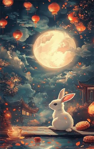 Puzzle 300 Teile für Erwachsene Mondkaninchen Impossible Game Pädagogisches Spiel Herausforderndes Rätsel 300 Teile Puzzles 40 x 28 cm von Jiian