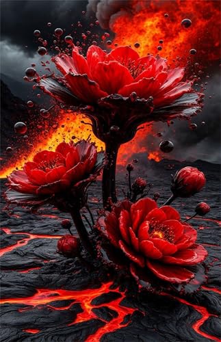 Puzzle 300 Teile für Erwachsene Rote Blumen Impossible Game Pädagogisches Spiel Herausforderndes Rätsel 300 Teile Puzzles 40 x 28 cm von Jiian